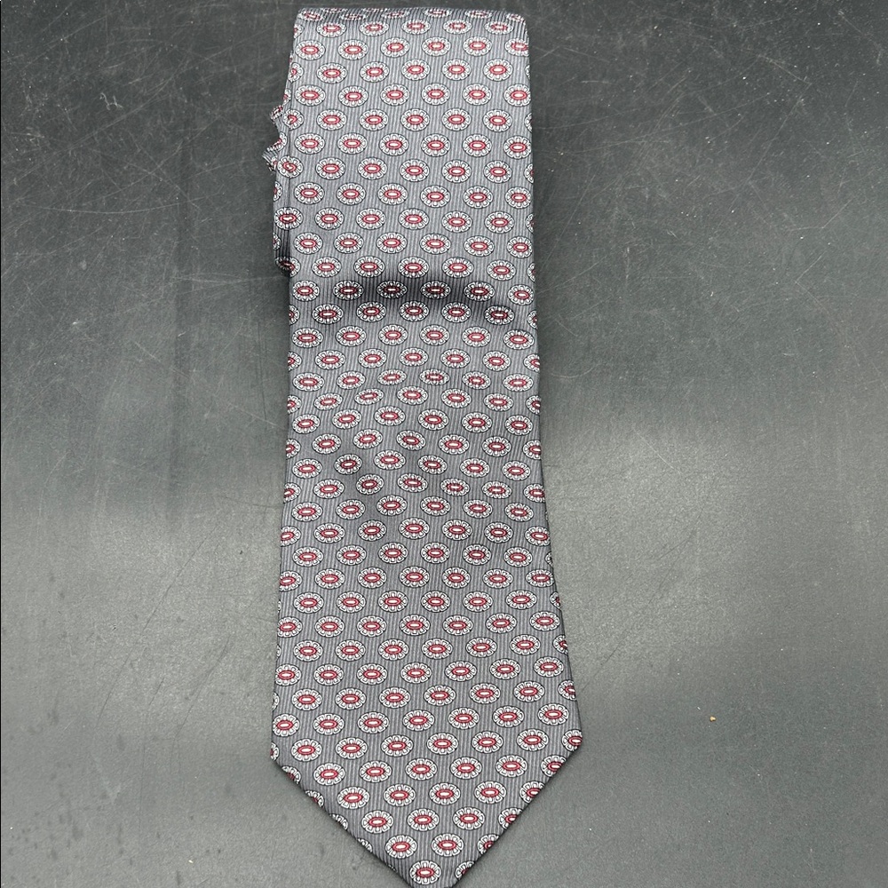Guy Laroche Gray and Burgundy Geometric Tie